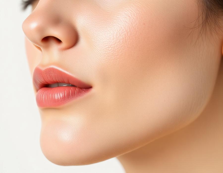 Detalhe de pele saudável após tratamento facial